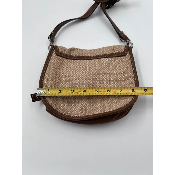 J.Jill Women's Brown Beige Jute Genuine Leather Crossbody Shoulder Bag NWOT New - Picture 4 of 5